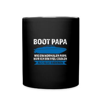 Boot Papa Segeln Segler Geschenk - Tasse einfarbig - Schwarz - Vorne