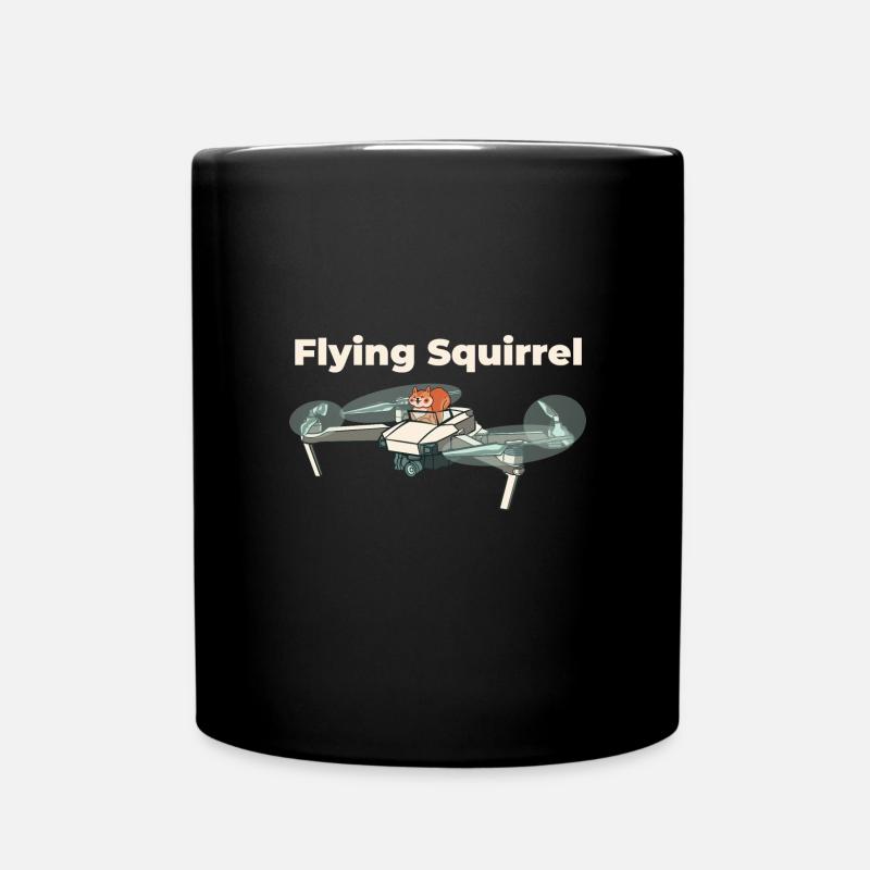 Flughörnchen - Eichhörnchen in Quadrocopter - Tasse einfarbig - Schwarz
