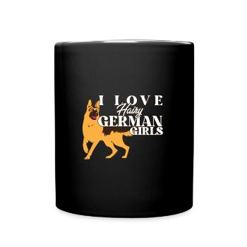 Funny German Shepherd Mama Dad I Love Hairy - Tasse einfarbig - Schwarz - Vorne