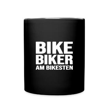 Fahrrad "biker" Radfahrer Fahrradtour sattelfest - Tasse einfarbig - Schwarz - Vorne