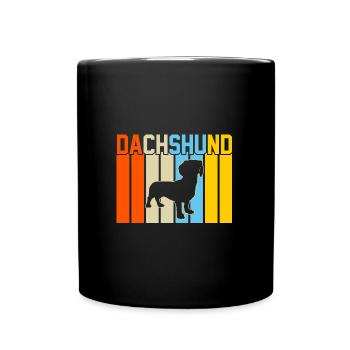 Dackel Retro-Design Dackel Geschenk - Tasse einfarbig - Schwarz - Vorne