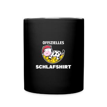 Schlafshirt Kuh Schlafanzug Geschenk - Tasse einfarbig - Schwarz - Vorne