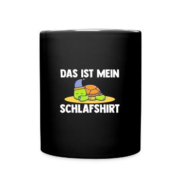 Schlafshirt Schildkröte Schlafanzug Geschenk - Tasse einfarbig - Schwarz - Vorne