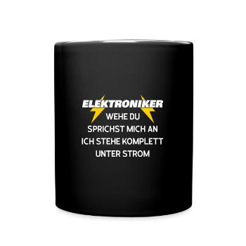 Elektroniker Beruf Elektromeister Geschenk - Tasse einfarbig - Schwarz - Vorne
