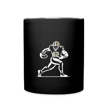 Minimalist American Football Player Line Art - Full Colour Mug - black - Front