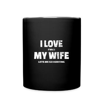 Chemise de chasse: j'aime ma femme - Mug uni - noir - Devant