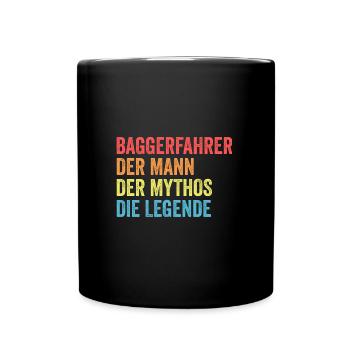 Baggerfahrer Job Baggerführer Geschenk - Tasse einfarbig - Schwarz - Vorne