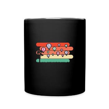Vintage Heißluftballons - Tasse einfarbig - Schwarz - Vorne