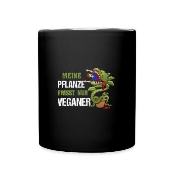 Meine Pflanze Frisst Nur Veganer - Tasse einfarbig - Schwarz - Vorne