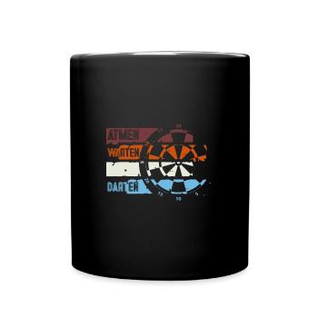 Darts Darten Darter Geschenk - Tasse einfarbig - Schwarz - Vorne