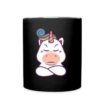 Bockiges Einhorn Geschenk - Tasse einfarbig - Schwarz - Vorne