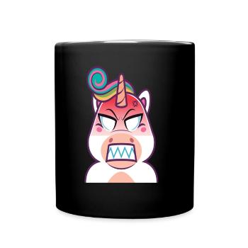 Angry Unicorn T-shirt Gift Evil Gift - Full Colour Mug - black - Front