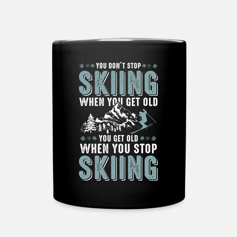 skiing funny saying - Full Colour Mug - black