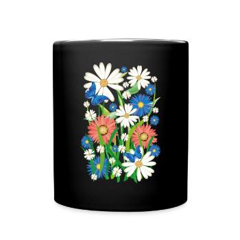 24 Flowers Butterflies Summer Meadow - Full Colour Mug - black - Front