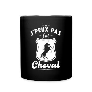 Je peux pas j'ai Cheval, Cheval cadeau - Mug uni - noir - Devant