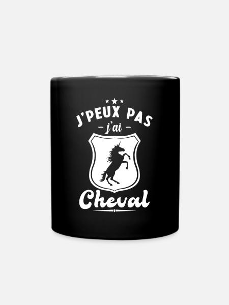 Je peux pas j'ai Cheval, Cheval cadeau - Mug uni - noir