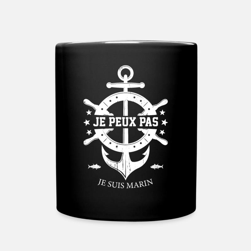 Je peux pas je suis marin humour bateau ancre - Mug uni - noir