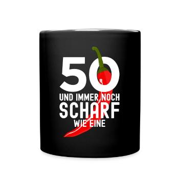50. GEBURTSTAG JALAPENO 50 SCHARF WIE EINE CHILI - Tasse einfarbig - Schwarz - Vorne
