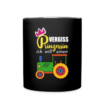Vergiss Prinzessin - ich will Traktor fahren - Tasse einfarbig - Schwarz - Vorne