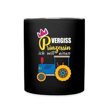 Keine Prinzessin - ich will Traktor fahren - Tasse einfarbig - Schwarz - Vorne