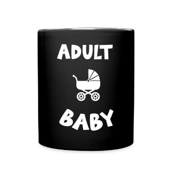 Adult Baby Frauen Männer Fetisch Windel Schnuller - Tasse einfarbig - Schwarz - Vorne