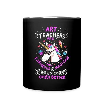 Art Teacher Gift Art Teacher School Unicorn - Full Colour Mug - black - Front
