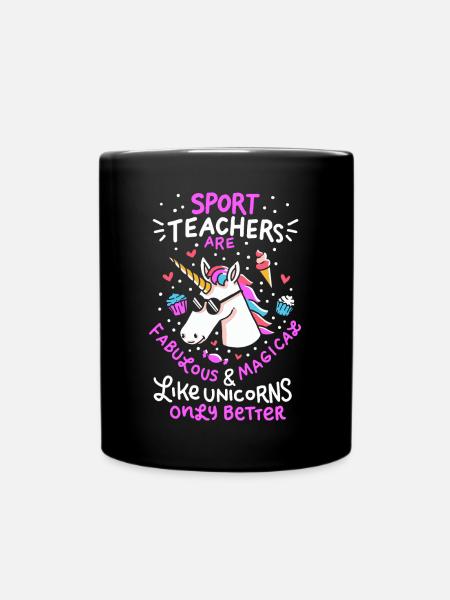 Sportlehrer Geschenk - Sport Lehrer Schule Einhorn - Tasse einfarbig - Schwarz