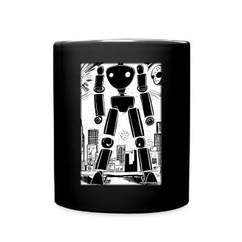 Robot Comic Future Cyborg Machine Technology - Full Colour Mug - black - Front
