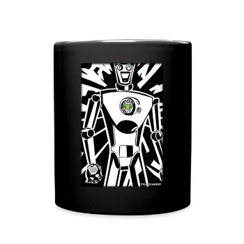 Roboter Comic Zukunft Cyborg Maschine Technik - Tasse einfarbig - Schwarz - Vorne