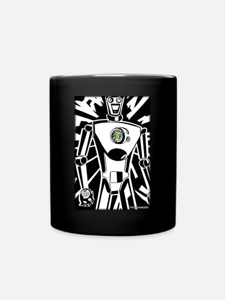 Robot Comic Future Cyborg Machine Technology - Full Colour Mug - black