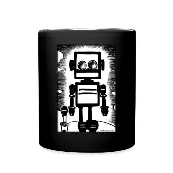 Roboter Comic Zukunft Cyborg Maschine Technik - Tasse einfarbig - Schwarz - Vorne