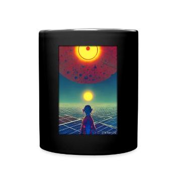 Galaxy Cosmos Universe Solar System Astronaut - Full Colour Mug - black - Front