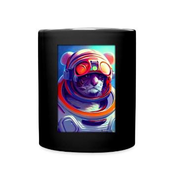 Tiger Big Cat Astronaut Future Sci-Fi Technology - Full Colour Mug - black - Front