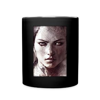 Warrior Woman Sword Vintage Black White - Full Colour Mug - black - Front