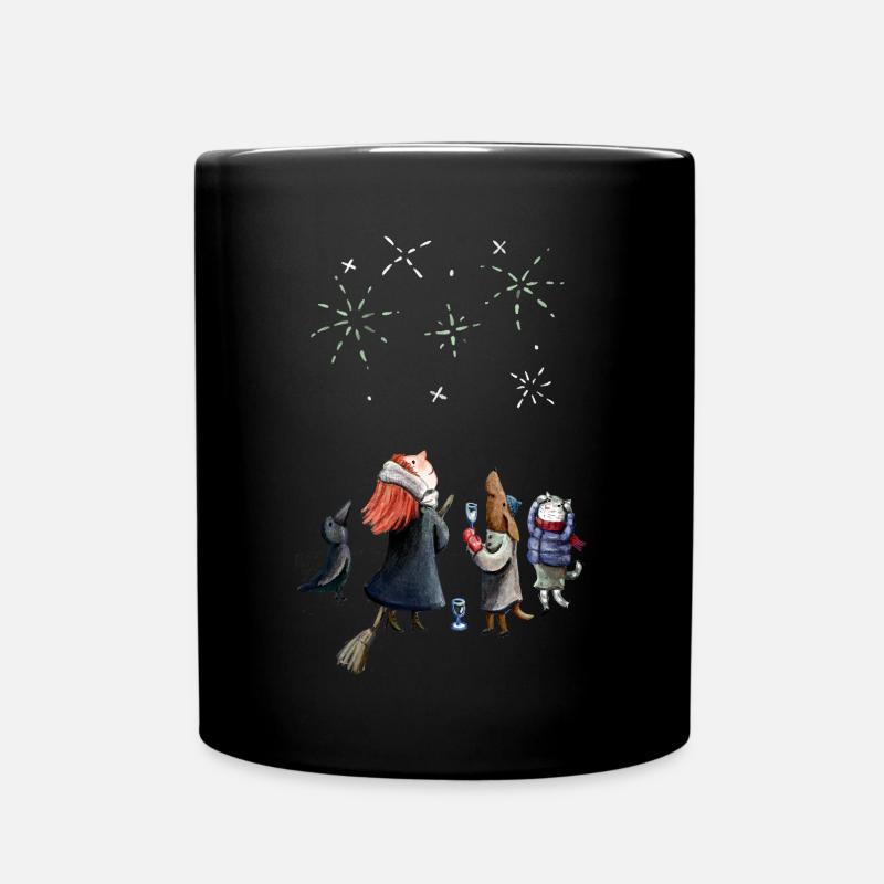 Happy Holidays Tiere und Hexe - Tasse einfarbig - Schwarz