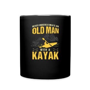 Never Underestimate An Old Man With A Kayak - Full Colour Mug - black - Front