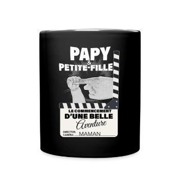 Papy et petite-fille Aventure Cadeau Naissance - Mug uni - noir - Devant