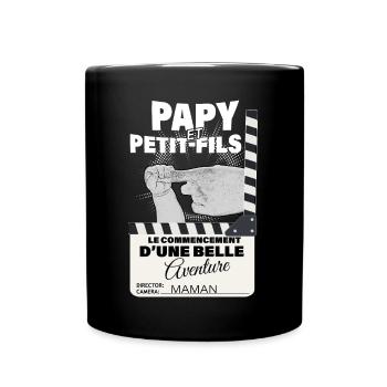 Papy et fils Belle Aventure Cadeau Naissance - Mug uni - noir - Devant