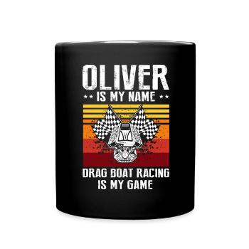 Racing boat design for drag boat racing - Full Colour Mug - black - Front