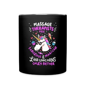 Massage Therapeut Spruch Massagetherapeut Einhorn - Tasse einfarbig - Schwarz - Vorne