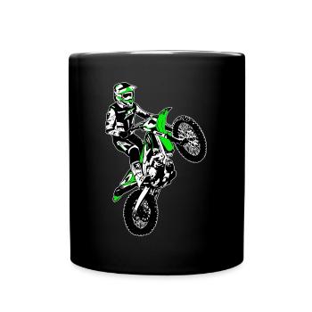 Moto Cross - Motocross - Supercross - MX - SX - Tasse einfarbig - Schwarz - Vorne