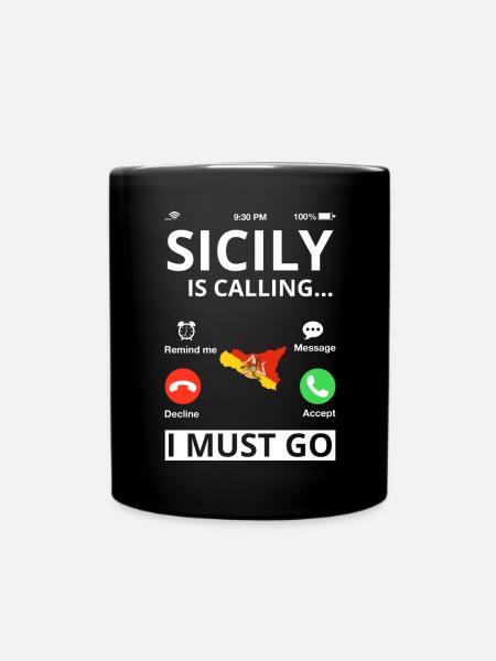 Sicile Flag Italie Palerme Trinacria Italia - Mug uni - noir