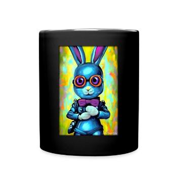Hase Osterhase Ostern Cyber Zukunft Sci-Fi Tier - Tasse einfarbig - Schwarz - Vorne