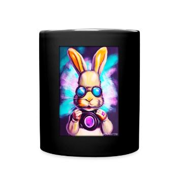 Hase Osterhase Ostern Cyber Zukunft Sci-Fi Tier - Tasse einfarbig - Schwarz - Vorne