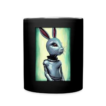 Hase Osterhase Ostern Cyber Zukunft Sci-Fi Tier - Tasse einfarbig - Schwarz - Vorne