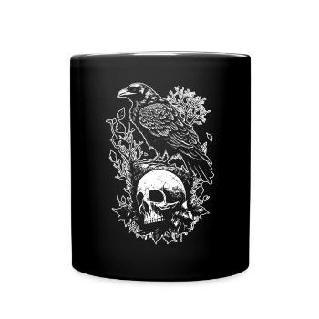 Raven Skull Forest Animal Bird Gothic Metal - Full Colour Mug - black - Front