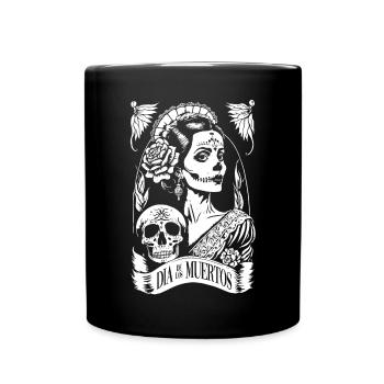 Dia de los Muertos Halloween Mexiko Frau Kostüm - Tasse einfarbig - Schwarz - Vorne