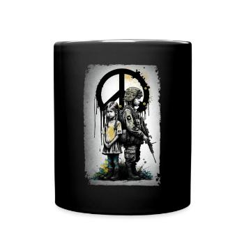 Girl and Young Soldier War Peace Ukraine - Full Colour Mug - black - Front