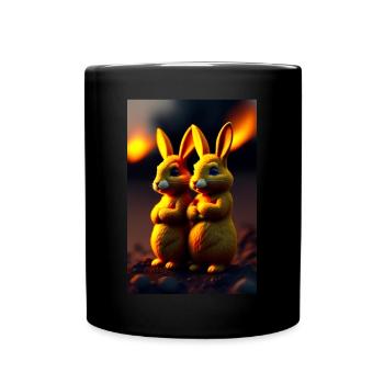 Freches Kaninchen - Tasse einfarbig - Schwarz - Vorne