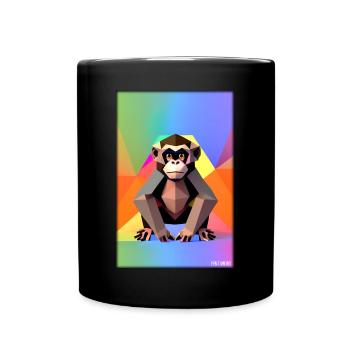 Affe Polygon Tiere Wildnis Zoo Afrika Safari - Tasse einfarbig - Schwarz - Vorne